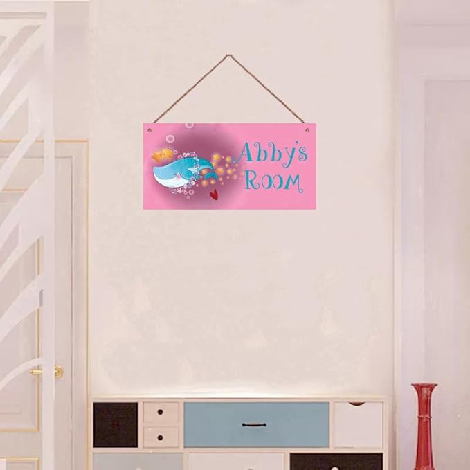 Personalized Cute Whale Sign Ocean Themed For Kids Room Baby Nursery Door Decor Star Custom Name Wall Decor Decorative Plate for Boys Bedroom Girls Room