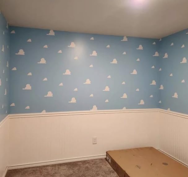 Inspired Clouds Themed Bedroom Wall Vinyl Stickers (Very Light Grey, 40)