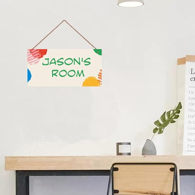 Personalized Cartoon Sign, Custom Name Door for Kids Room, Floral Nursery Art, Girls Room, Baby Bedroom, 5*10inch Wooden Sign