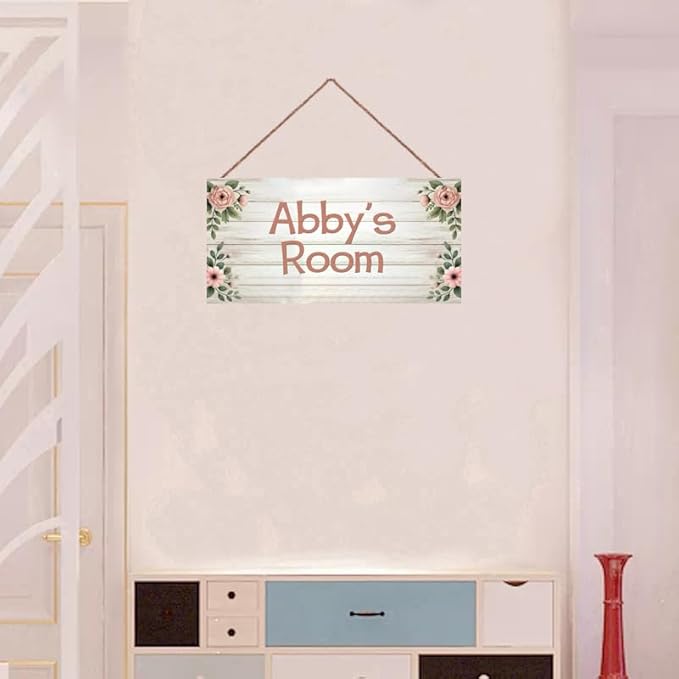 Personalized Door Sign Flowers Girls Bedroom Nursery Personalized Name Wooden Sign Décor For Kids Room