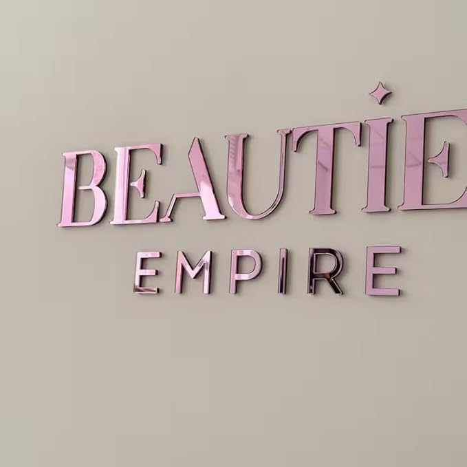 Custom Pink Mirror Acrylic Logo Sign for Business Salon or Office Wall Sign