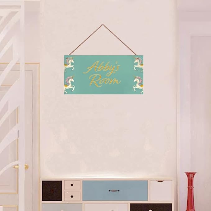 Personalized Name's Unicorn Room Door Sign Cute Horse Nursery Kid's Children's Girls Bedroom Decor Wood Door Plaque Sign For Boys Room