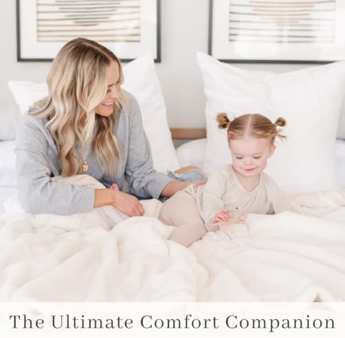 SARANONI Oversized Luxury Blanket | Breathable Super Soft, Lush, Plush Comfy Blankets for Adults | Natural - X-Large 60” x 80”