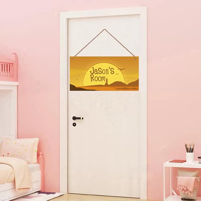 Personalized Sign Sunrise Themed Bedroom Decor Lighthouse Sign Landscape Art Decor for Kids Room Nursery Wall Decorations Stuff For Little Man Cave Boys Room