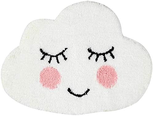 Playtime Cozy Cute Cloud Shaped Bedroom Bathroom Doorway Kitchen Floor Rug Carpet Water Absorption Non-Slip mat for Bath Room (White, 63x47cm)