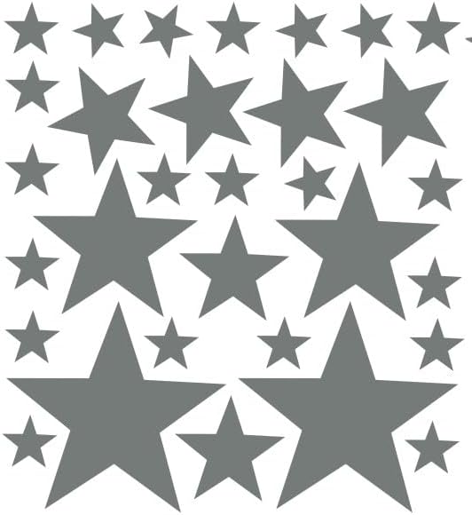 Peel and Stick Dark Grey Star Wall Decals – 155 pcs, Reusable & Removable for Easy Room Decor, Perfect for Kids' Bedrooms and Nurseries