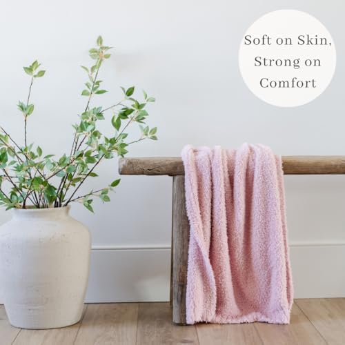 SARANONI Bamboni Luxury Baby Blanket | Cozy & Soft Plush Receiving Blankets | Perfect for Girls & Infant Baby Boy Blankets | Light Pink - 30” x 40”