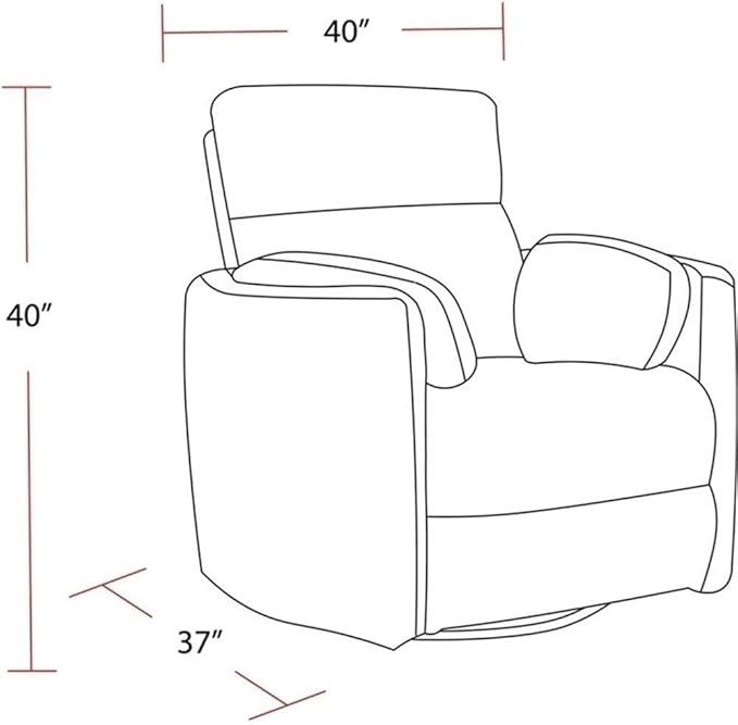 Pemberly Row Fabric Power Swivel Glider Recliner in Revel Oyster/White with USB Charging Ports and 2 Comfort Pillows for Living Room