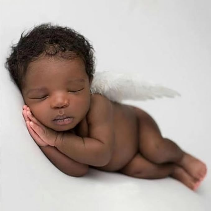 Holibeat 0-6M Baby White Fairy Feather Angel Wings with a Headband Newborn Photography Posing Props (White)