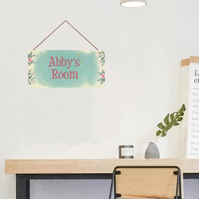 Personalized Flowers Sign Wall Art Décor For Kids Room Custom Name Door Decor, Flowers Floral Nursery Art Plate For Girls Room Boys Bedroom Garden