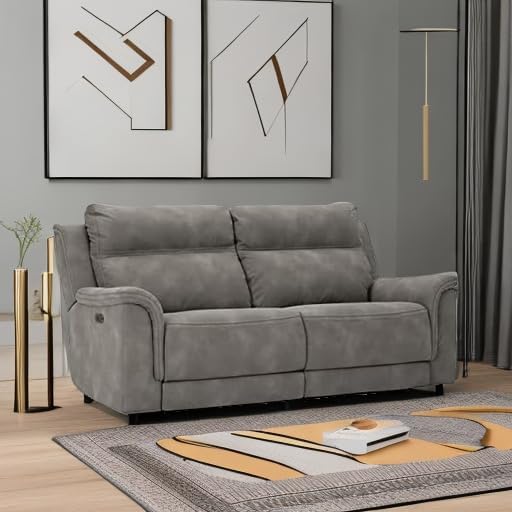 Signature Design by Ashley Next-Gen DuraPella Power Reclining Sofa, USB, Extended Ottoman, Water Repellent Faux Leather, 80" W x 42" D x 42" H, Slate Gray
