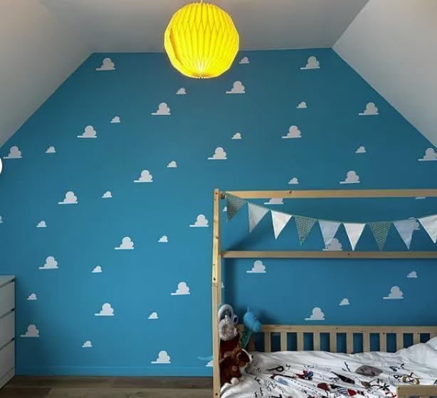 Inspired Clouds Themed Bedroom Wall Vinyl Stickers (Very Light Grey, 40)