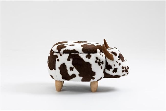 Home 2 Office Cow Ottoman for Kids' Bedroom, Playroom, Nursery, and Living Room, Animal Ottoman with Storage, Footstool for Kids, Brown Cow Print