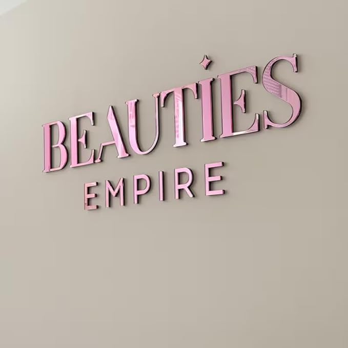Custom Pink Mirror Acrylic Logo Sign for Business Salon or Office Wall Sign