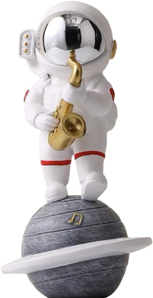 Paimuni Figurine Home Decor Resin Astronaut Statue Collectible Spaceman Sculpture Decorative Music Ornament for Desktop Bookshelf Office Living Room