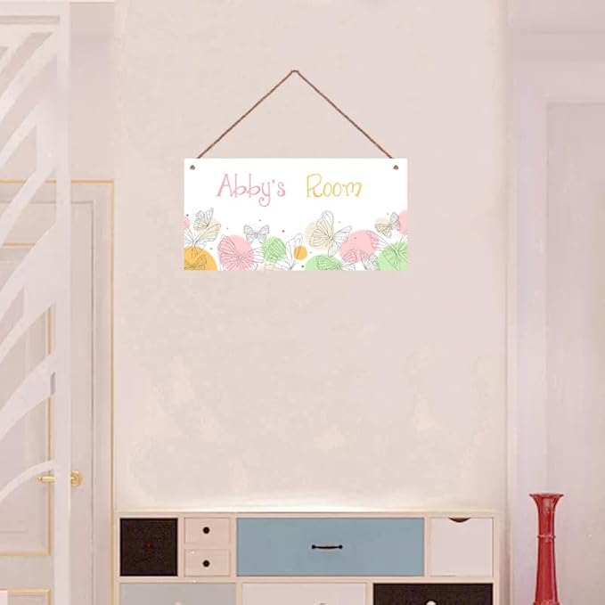 Personalized Butterfly Sign Fantasy Art Décor For Kids Room Custom Name Door Wall Decor, Floral Nursery Art Boys Room Girls Bedroom