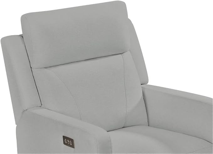 Pemberly Row Premium Fabric Glider Power Recliner Nursery Rocking Chair for Living Room, Kids Room, Rocker Swivel Recliner with USB Port in Gray