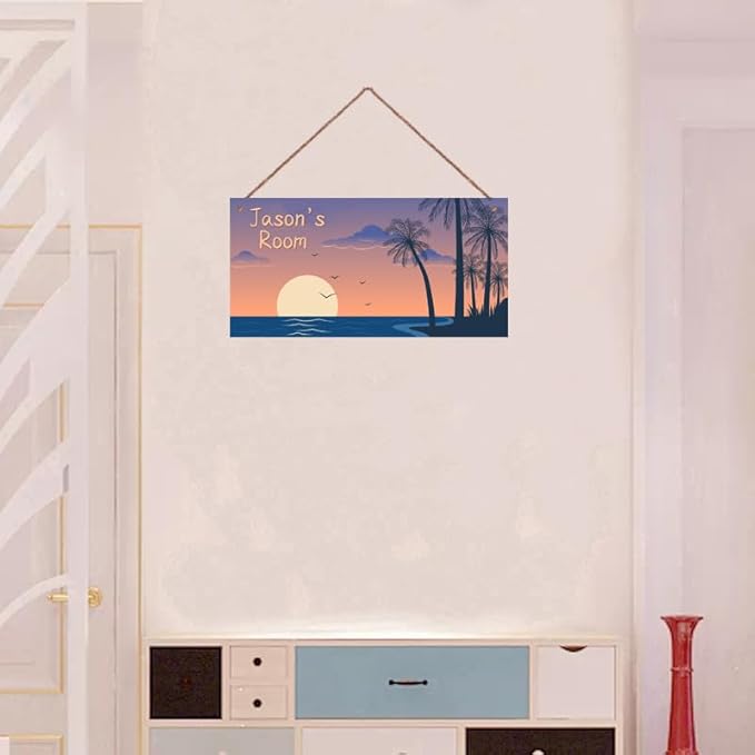 Personalized Island Sign Landscape Art Wall Decor For Kids Room Decoration Nursery Decor Sunset Party Decorations For Little Man Cave Wall Art Decor For Boys Room Girls Bedroom