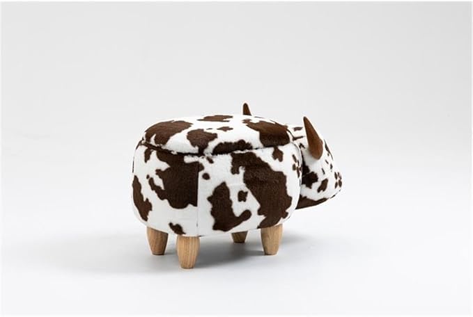 Home 2 Office Cow Ottoman for Kids' Bedroom, Playroom, Nursery, and Living Room, Animal Ottoman with Storage, Footstool for Kids, Brown Cow Print