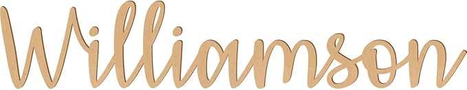 2.5 Inch Tall Custom Word Scroll Script Cursive Font Affection, Choose Wood Material for Names, Unfinished Initials Craft, Kid's Room Sign, Wall Plaque (2.5")