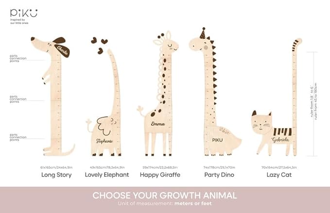 Custom Growth Chart Board, Giraffe Growth Chart Engraved Wood Ruler, Boys Room Decor, Kids Height Stick, Toddler Wooden Ruler, Baby Measuring Stick