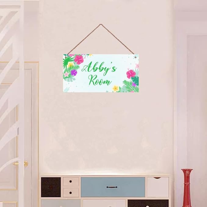 Personalized Flower Floral Grass Sign For Kids Room Door Custom Name Girls Room Decor Wall Art Toddler Baby Nursery Wood Plaque For Little Man Cave