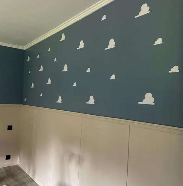 Inspired Clouds Themed Bedroom Wall Vinyl Stickers (Very Light Grey, 40)