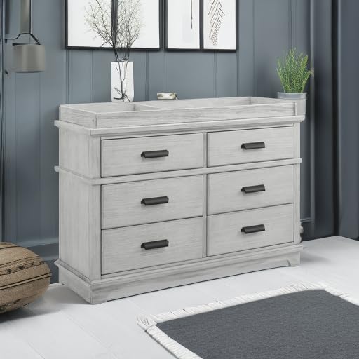 Delta Children Simmons Kids Asher 6 Drawer Dresser with Changing Top, Fully Assembled, Greenguard Gold Certified, Rustic Mist
