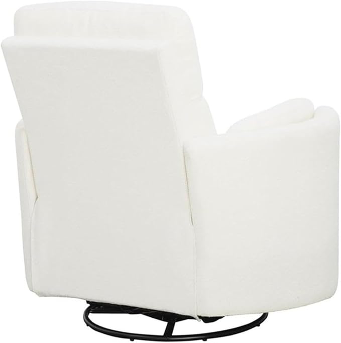 Pemberly Row Fabric Recliner Chair, Electric in White (40" H x 40" W x 37" D) for Living Room, Bedroom, Office with USB Charger, Power Swivel Glider Recliner