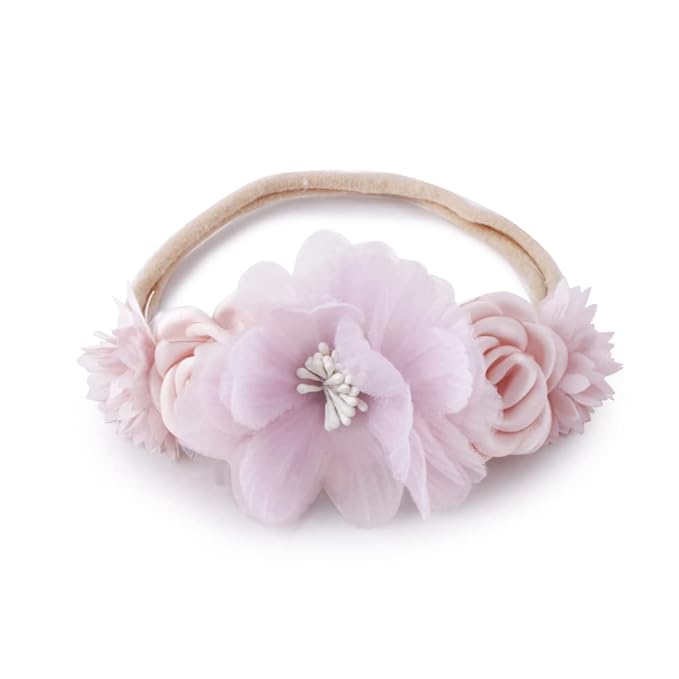 Baby Girl Floral Headband Nylon Flower Crown Elastic Hairband 3pcs Hair Accessories Gift for Girls，stretchy size 3pcs/set