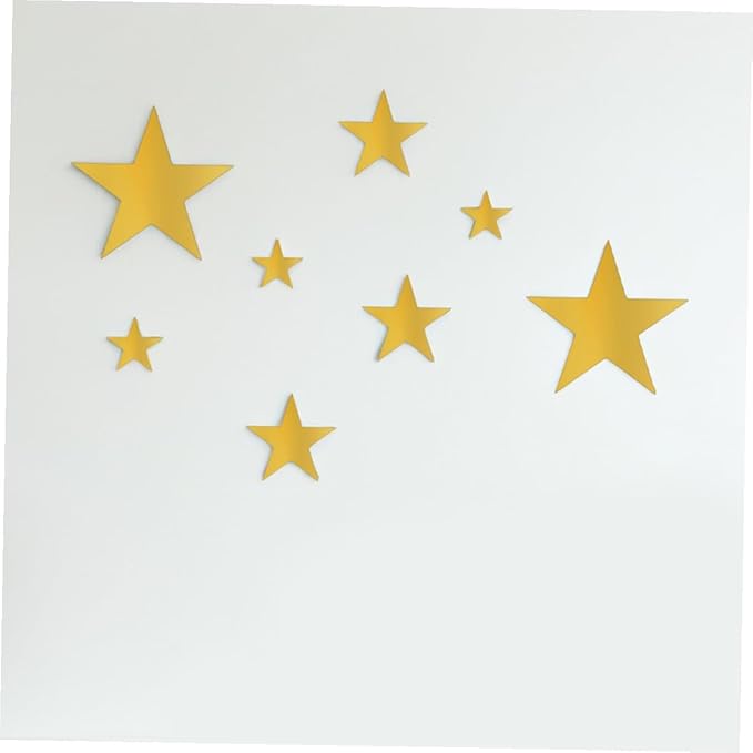 10pcs Gold Foil Star Wall Decals for Bedroom Decor Removable Nursery Stickers Self-Adhesive Star Shape Wall Stickers for Living and DIY Decoration
