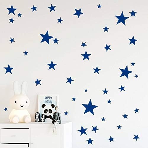 155 Pcs Dark Blue Star Wall Decals – Removable Mix of 1-4 Inch Peel & Stick Vinyl Stickers for Kids Room, Nursery & Playroom Decor