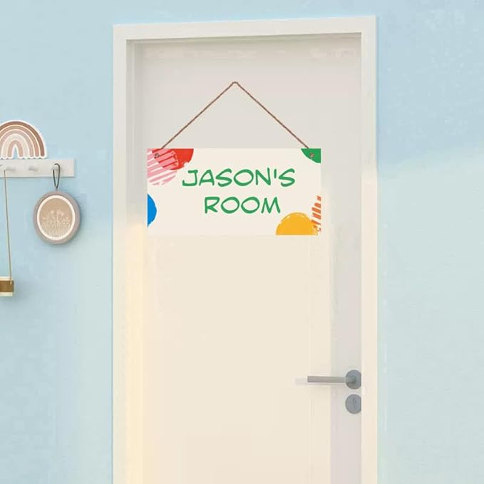 Personalized Cartoon Sign, Custom Name Door for Kids Room, Floral Nursery Art, Girls Room, Baby Bedroom, 5*10inch Wooden Sign