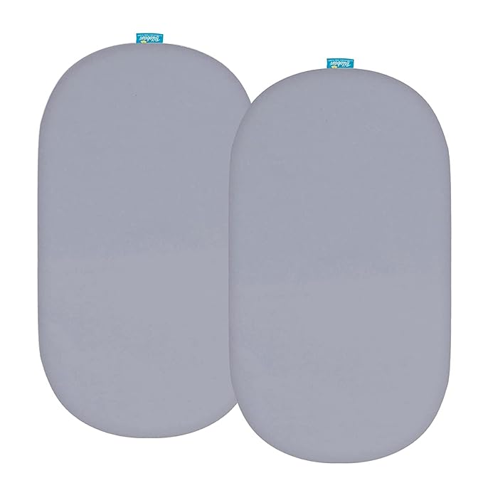 Bassinet Sheets Fit for Rectangle, Hourglass or Oval Bassinet Mattress, Universal Fitted Sheet Set for Various Bassinet Mattress Pad, 2 Pack, Ultra Soft Microfiber Sheets, Gray