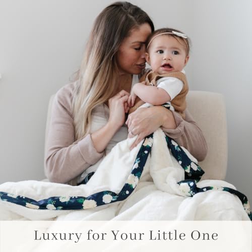 SARANONI Receiving Blankets for Babies | Ultra-Soft Lush and Boutique Quality Baby Blanket | Satin Border Rose Blossom - 40"x30"