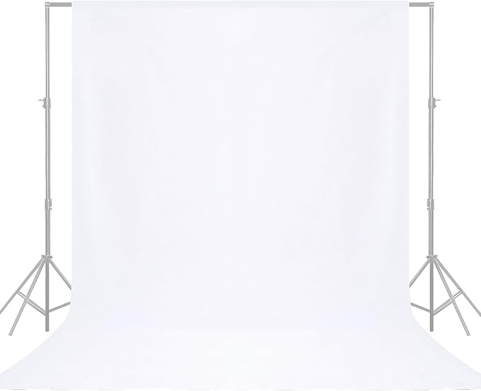 YSKE-Y2 Heavy Duty Photo Backdrop, 10x8ft White Seamless Fabric Background Photography Backdrop Curtain Screen for Photoshoot Video Studio Party
