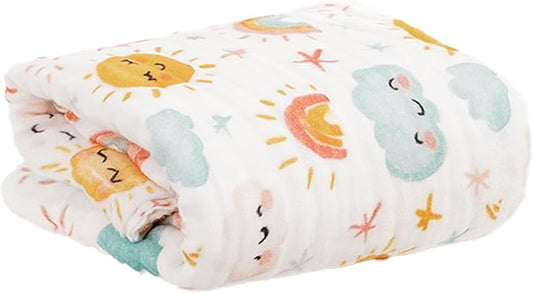 Muslin Swaddle Blankets 6-Layer Cotton Baby Blankets for Boys & Girls 43"X43"Inches Receiving Blankets,Soft Skin-Friendly Baby Crib Blanket,Breathable Quilt Bedspread(Sunny)