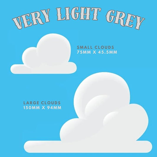 Inspired Clouds Themed Bedroom Wall Vinyl Stickers (Very Light Grey, 40)