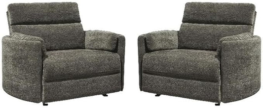 Pemberly Row XL Krypton Extra Wide Power Glider Recliner (Two Pack) with USB Charging Ports and Comfort Pillows for Living Room
