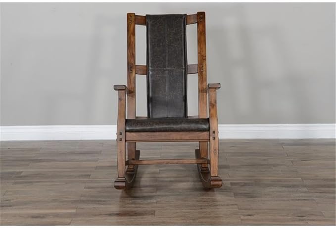 Pemberly Row Set of 2 Farmhouse Mahogany Wood Rocking Chair in Dark Brown