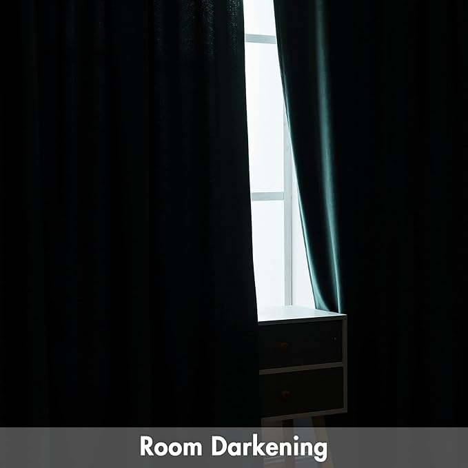 MIULEE Teal Velvet Curtains Thermal Insulated Blackout Curtain Drapes for Bedroom Living Room Darkening 96 Inches Long Curtains Panels Rod Pocket Set of 2