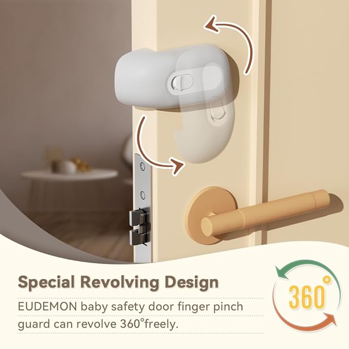 EUDEMON Child Proof Door Finger Pinch Guard, Baby Revolving Door Stopper, Door Latch Door Guard, Easy to Install (1 Pack,Grey)
