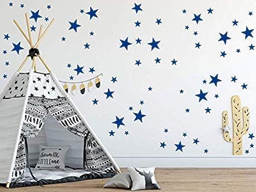 155 Pcs Dark Blue Star Wall Decals – Removable Mix of 1-4 Inch Peel & Stick Vinyl Stickers for Kids Room, Nursery & Playroom Decor