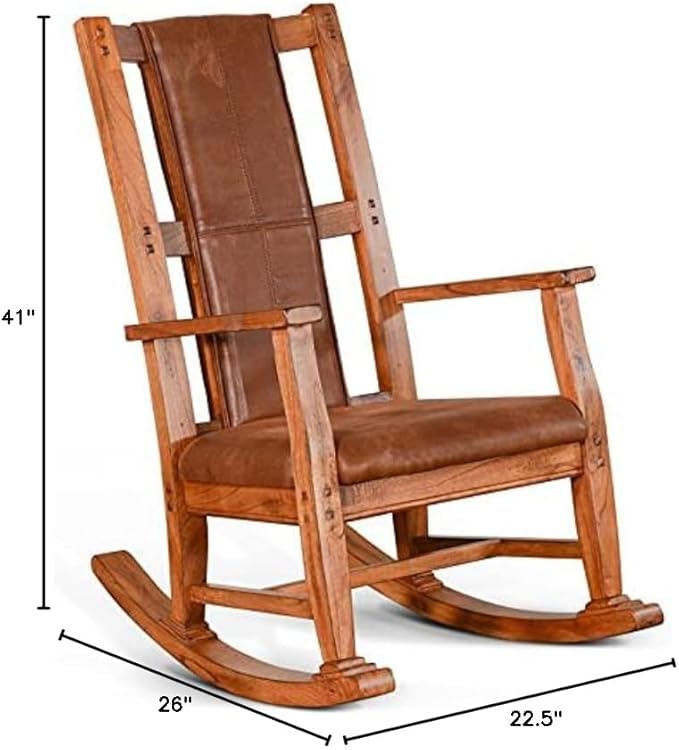 Pemberly Row Farmhouse Mindi Wood Rocking Chair in Rustic Oak