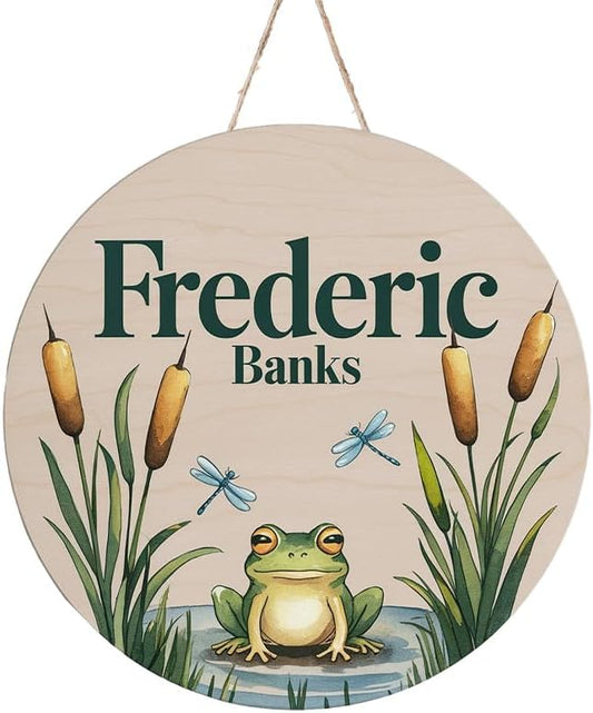 Personalized Baby Name Signs for Nursery, Frog Sign for Baby Door Decor, Newborn Gifts for Boy, Boys Nursery Wall Bedroom Decorations, Mother's Day Gifts for New Mom Dad Gift