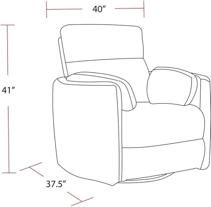 Pemberly Row Leather Power Cordless Swivel Glider Recliner in Ivory with USB Charging Ports and 2 Comfort Pillows for Living Room