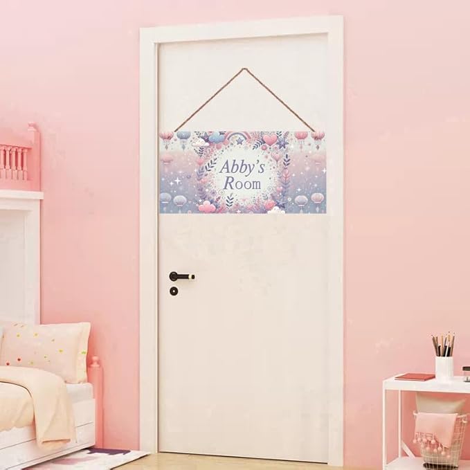 Personalized Name Vintage Heart Sign For Girls Room Baby Nursery Door Wood Plaque Hanging Wall Art Decor For Kids Bedroom Nursery Home Kitchen Garden Yard Wall Club