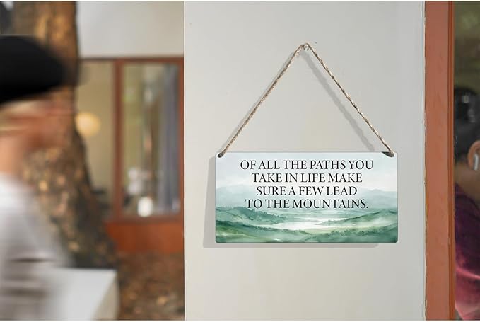Inspirational Quote Mountain Wood Wall Decor of All the Paths You Take in Life Wall Cabin Decor for Home Office Bedroom 12 × 6 Inch