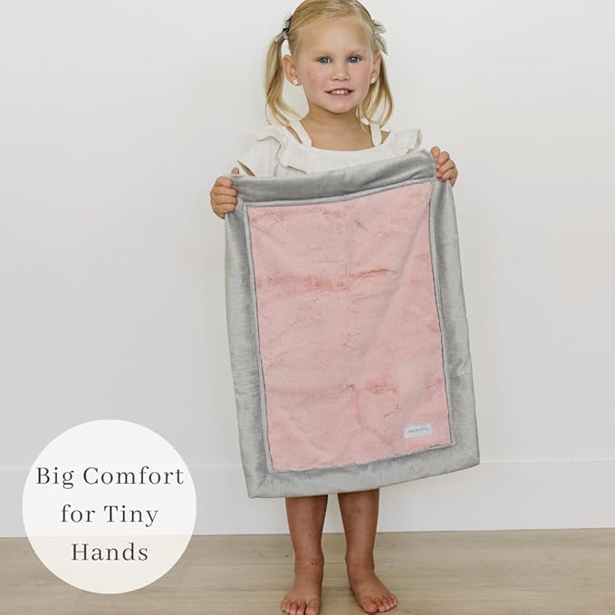 SARANONI Luxury Security Blankets for Babies | Ultra-Soft Lush and Boutique Quality Baby Blanket | Light Pink/Gray, Mini - 15" x 20"