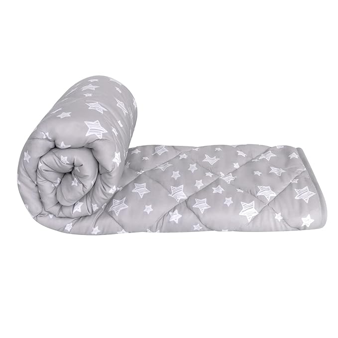 Baby Blanket for Boys and Girls, Soft Cozy Toddler Comforter Quilted with Grey Star Print, Ultra Soft and Comfortable Down Alternative Crib Comforter, 39x47 Inches